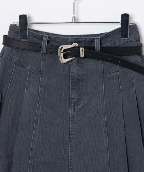Figments（フィグメンツ）の「ベルト付きデニムプリーツミニスカート（デニムスカート・レディース・グレー/ブラック・SMALL/MEDIUM）」の20枚目の写真