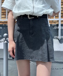 Figments | ベルト付きデニムプリーツミニスカート(デニムスカート)