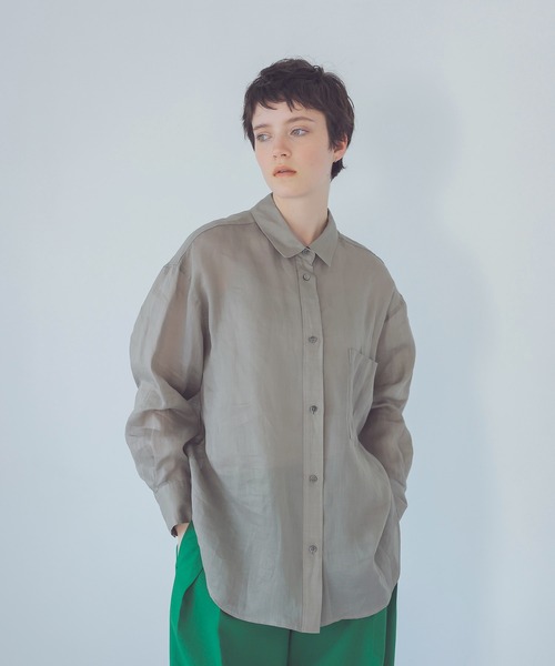 DRESSLAVE(ドレスレイブ)の「ramie twill essential shirt(ラミーツイルエッセンシャルシャツ)(シャツ/ブラウス・レディース・ブラック/カーキ・38)」の2枚目の写真