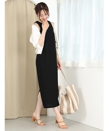 カップ付きワッフルマキシワンピース