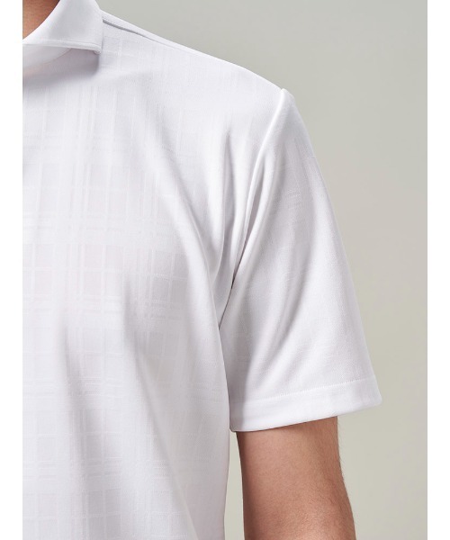 Perfect Suit FActory（パーフェクトスーツファクトリー）の「シャドーチェック　ポロシャツ【ビジネス対応可】カッタウェイ　ブラック/ホワイト/ネイビー/ブラウン（ポロシャツ・メンズ・ネイビー/ブラウン/ブラック/ホワイト・LL/S/M/L）」の9枚目の写真