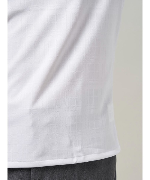 Perfect Suit FActory（パーフェクトスーツファクトリー）の「シャドーチェック　ポロシャツ【ビジネス対応可】カッタウェイ　ブラック/ホワイト/ネイビー/ブラウン（ポロシャツ・メンズ・ネイビー/ブラウン/ブラック/ホワイト・LL/S/M/L）」の10枚目の写真