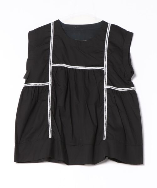 Q（キュー）の「コットンギャザーブラウス（シャツ/ブラウス・レディース・ブラック/グリーン・MEDIUM）」の4枚目の写真