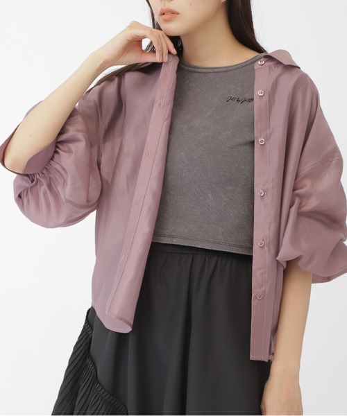 JILL by JILL STUART（ジルバイジルスチュアート）の「◇ボリュームスリーブシアーシャツ（シャツ/ブラウス・レディース・パープル系その他/ピンク/ホワイト・FREE）」の3枚目の写真