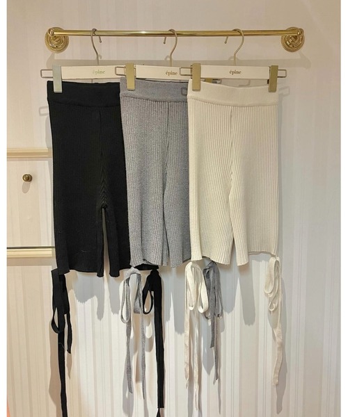 epine（エピヌ）の「ribbon rib knit half leggings（その他パンツ・レディース・グレー/アイボリー/ブラック・FREE）」の13枚目の写真