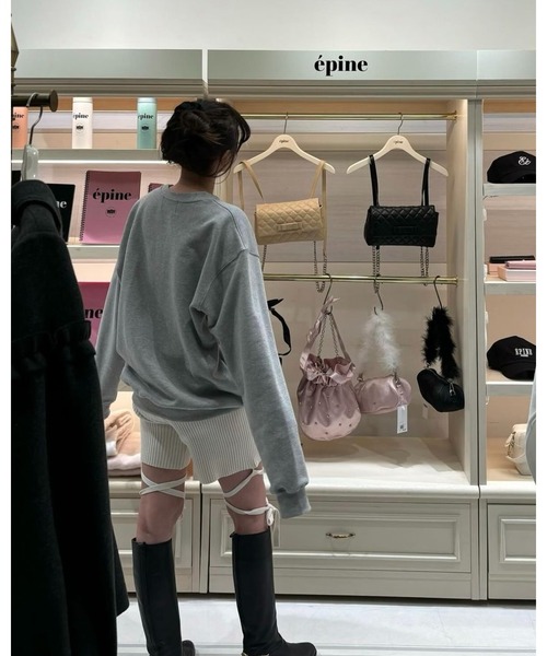 epine（エピヌ）の「ribbon rib knit half leggings（その他パンツ・レディース・グレー/アイボリー/ブラック・FREE）」の5枚目の写真