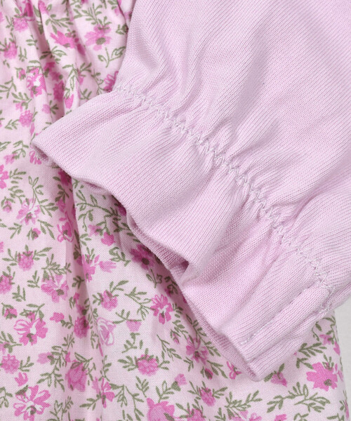【セール】ローン花柄レイヤードデザイン長袖Tシャツ+パンツセット(80~90cm)（その他ベビーウェア）｜BeBe（ベベ）