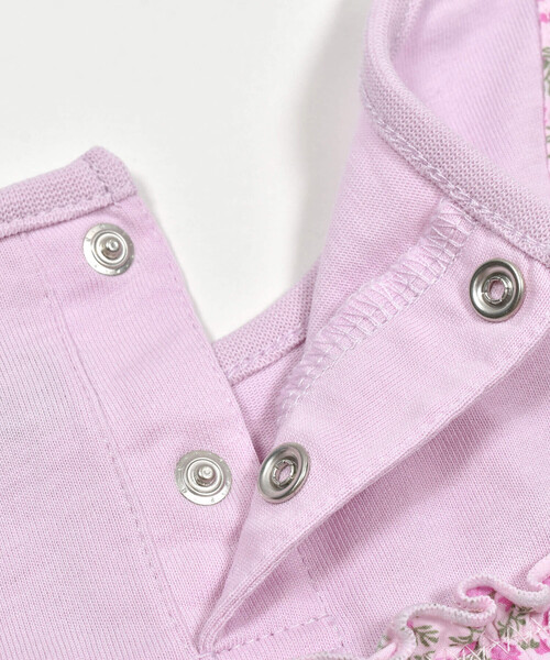 【セール】ローン花柄レイヤードデザイン長袖Tシャツ+パンツセット(80~90cm)（その他ベビーウェア）｜BeBe（ベベ）