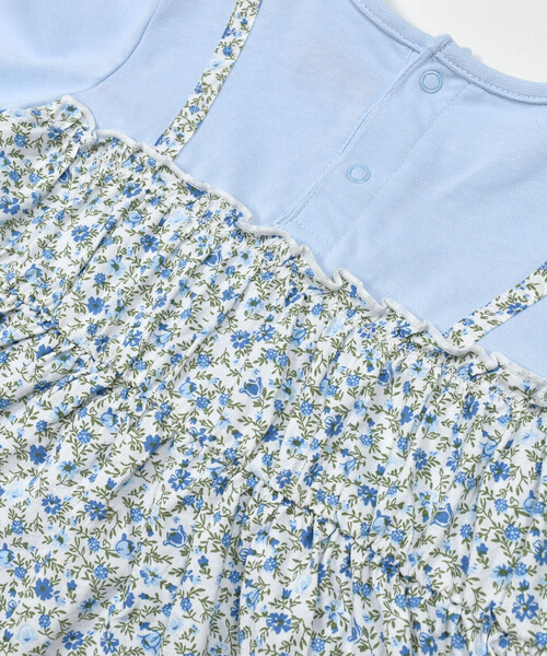 【セール】ローン花柄レイヤードデザイン長袖Tシャツ+パンツセット(80~90cm)（その他ベビーウェア）｜BeBe（ベベ）