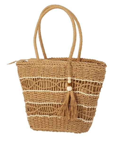 anap mimpi（アナップミンピ）の「雑材デザインタッセルバッグ（かごバッグ・レディース・ブラウン・FREE）」の5枚目の写真