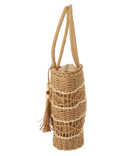 anap mimpi（アナップミンピ）の「雑材デザインタッセルバッグ（かごバッグ・レディース・ブラウン・FREE）」の4枚目の写真