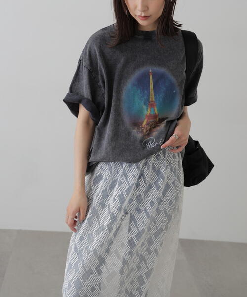 FREE'S MART（フリーズマート）の「PARISプリントTシャツ（Tシャツ/カットソー・レディース・ブラック・FREE）」の6枚目の写真