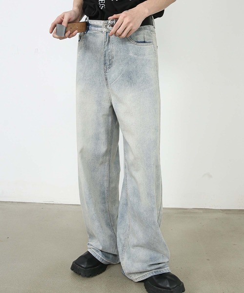 WESTSEA(ウエストシー)の「色落ち ワイドデニムパンツ(デニムパンツ・メンズ・ライトブルー/ブルー/イエロー系その他・M/L/XL)」の8枚目の写真