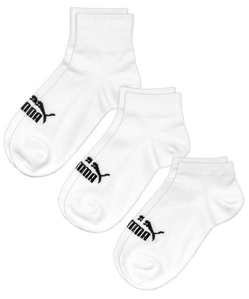 PUMA（プーマ）の「PUMA/プーマ 3足セット 靴下 ショート丈 アンクル丈 くるぶし ソックス ブランド ロゴ つま先かかと補強 子供用 くつした 19cm 20cm 21cm 22cm 23cm（ソックス/靴下・キッズ・ホワイト/ブラック・19-21cm/21-23cm）」の3枚目の写真