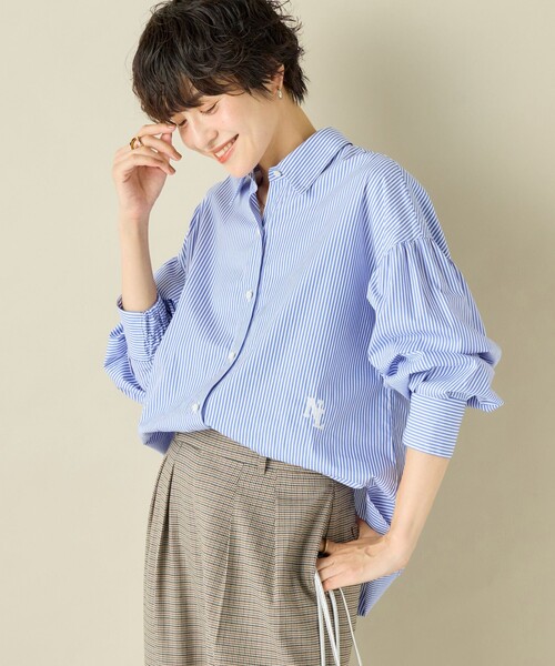 NOLLEY’S（ノーリーズ）の「スパンコール刺繍ストライプ2WAYシャツ（シャツ/ブラウス・レディース・ブルー系その他/ブルー系その他6・38）」の2枚目の写真
