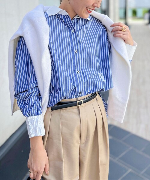 NOLLEY’S（ノーリーズ）の「スパンコール刺繍ストライプ2WAYシャツ（シャツ/ブラウス・レディース・ブルー系その他/ブルー系その他6・38）」の3枚目の写真