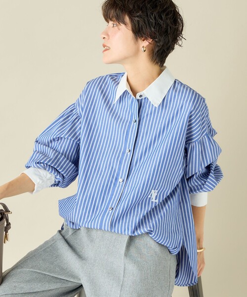 NOLLEY'S（ノーリーズ）の「スパンコール刺繍ストライプ2WAYシャツ