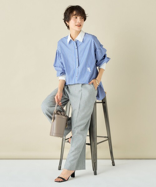 NOLLEY'S（ノーリーズ）の「スパンコール刺繍ストライプ2WAYシャツ