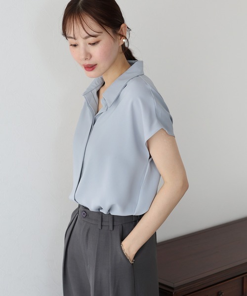 BLUEEAST(ブルーイースト)の「フレンチスリーブシャツ(シャツ/ブラウス・レディース・ブルー/ホワイト/ブラック・MEDIUM)」の11枚目の写真