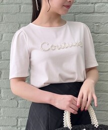 couture brooch | 【ほの甘、大人のフェミニンカジュアルT】パール調ロゴT(Tシャツ/カットソー)