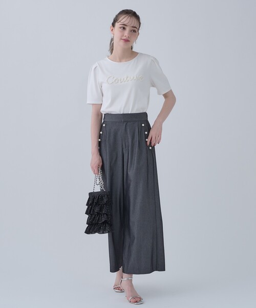 couture brooch(クチュールブローチ)の「◆【ほの甘、大人のフェミニンカジュアルT】パール調ロゴT(Tシャツ/カットソー・レディース・ブラウン系その他/オフホワイト/ブラック・42/38)」の15枚目の写真