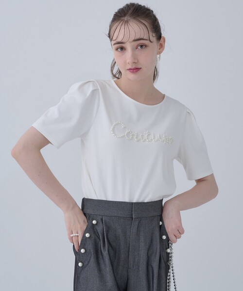 couture brooch(クチュールブローチ)の「◆【ほの甘、大人のフェミニンカジュアルT】パール調ロゴT(Tシャツ/カットソー・レディース・ブラウン系その他/オフホワイト/ブラック・42/38)」の17枚目の写真