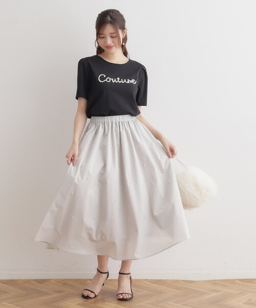 couture brooch(クチュールブローチ)の「◆【ほの甘、大人のフェミニンカジュアルT】パール調ロゴT(Tシャツ/カットソー・レディース・ブラウン系その他/オフホワイト/ブラック・42/38)」の21枚目の写真