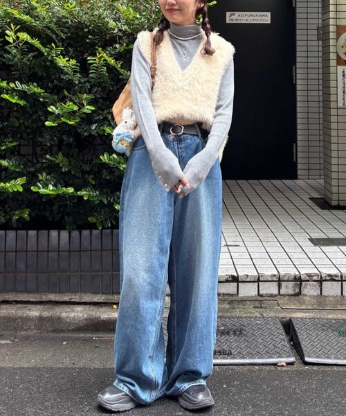 こなれ感UP/365日活躍！】前後2WAYフェザーヤーンショートベスト