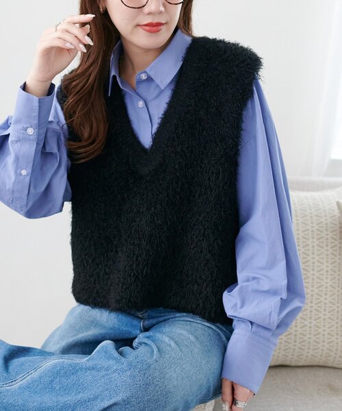 こなれ感UP/ロングシーズン活躍】前後2WAYフェザーヤーンショート