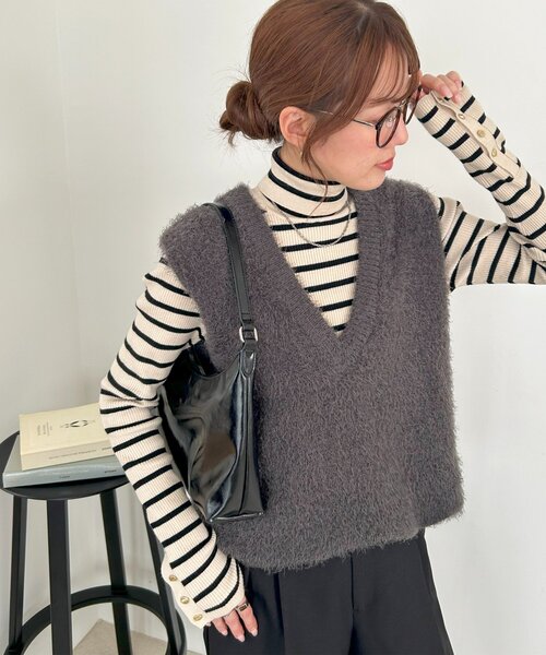 こなれ感UP/ロングシーズン活躍】前後2WAYフェザーヤーンショート