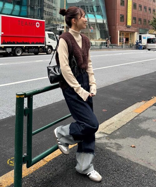 こなれ感UP/365日活躍！】前後2WAYフェザーヤーンショートベスト