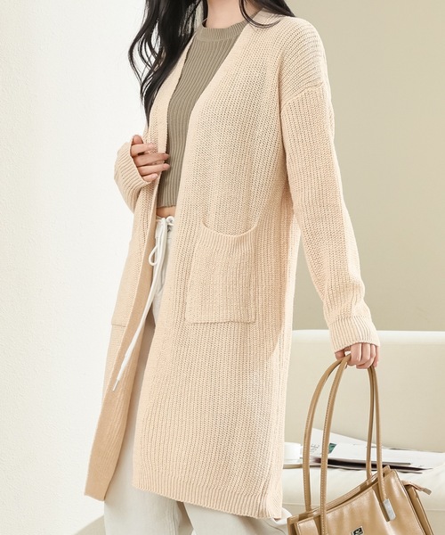 Lace Ladies（レースレディース）の「ソリッドカラー ボリューム袖 ロング ニット コート（カーディガン/ボレロ・レディース・ベージュ/モカ/アイボリー/グレー・FREE）」の14枚目の写真