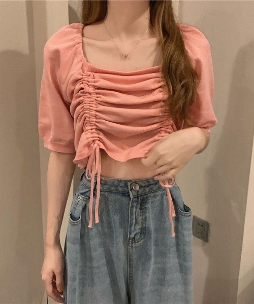 SHEENA（シーナ）の「2wayショルダードロストニットトップス（Tシャツ/カットソー・レディース・ワイン/ライトパープル/イエロー/ブラック/ホワイト/ライトブルー/ピンク・M）」の6枚目の写真