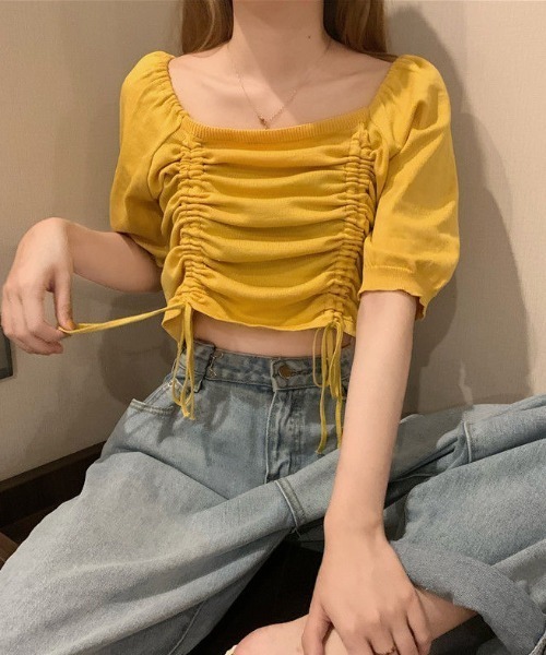 SHEENA（シーナ）の「2wayショルダードロストニットトップス（Tシャツ/カットソー・レディース・ワイン/ライトパープル/イエロー/ブラック/ホワイト/ライトブルー/ピンク・M）」の5枚目の写真