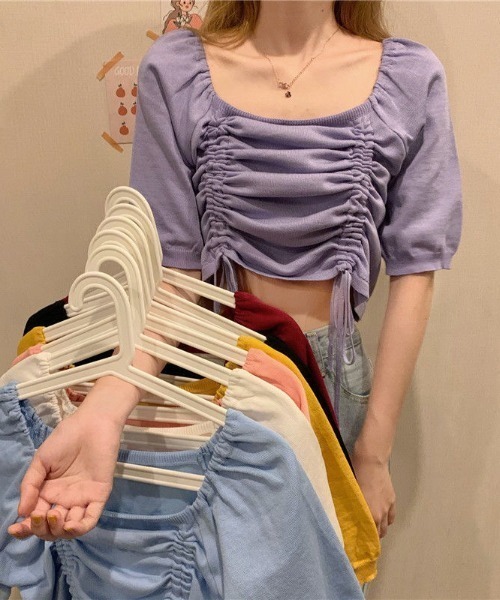 トップス dysn5 レーサーデザインembroideryニットトップス[品番：MKSW0060834