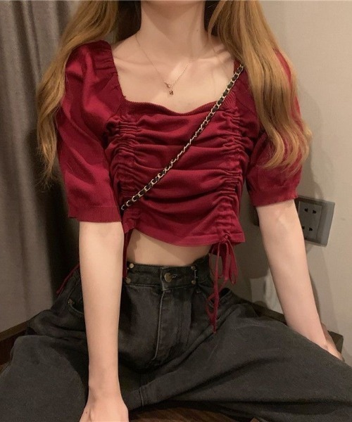 セール】2wayショルダードロストニットトップス（Tシャツ