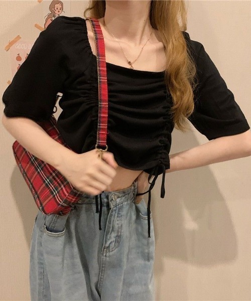 SHEENA（シーナ）の「2wayショルダードロストニットトップス（Tシャツ/カットソー・レディース・ワイン/ライトパープル/イエロー/ブラック/ホワイト/ライトブルー/ピンク・M）」の9枚目の写真