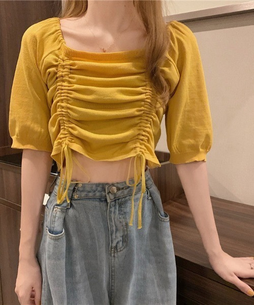 SHEENA（シーナ）の「2wayショルダードロストニットトップス（Tシャツ/カットソー・レディース・ワイン/ライトパープル/イエロー/ブラック/ホワイト/ライトブルー/ピンク・M）」の18枚目の写真