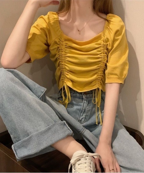 セール】2wayショルダードロストニットトップス（Tシャツ