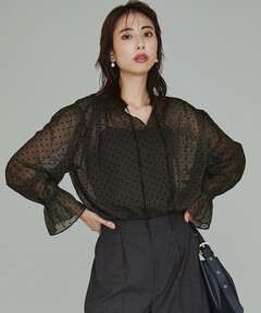 追加》ドットフロッキーチュールプルオーバー（シャツ/ブラウス