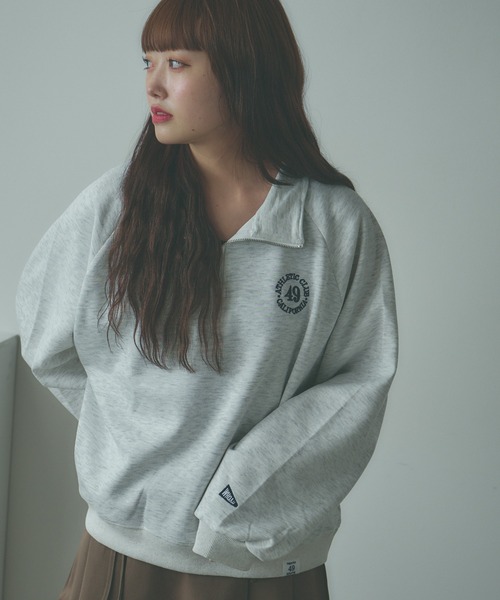BLANK (ブランク)の「▲Embroidered Half Zip Sweatshirt / 刺繍ハーフジップスウェット(スウェット・レディース・ネイビー/アッシュグレー・FREE)」の9枚目の写真