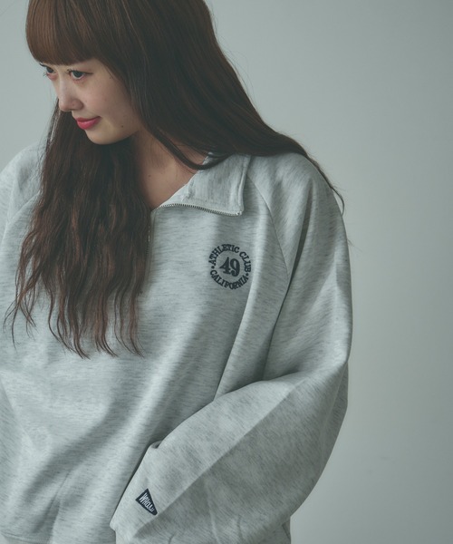 BLANK (ブランク)の「▲Embroidered Half Zip Sweatshirt / 刺繍ハーフジップスウェット(スウェット・レディース・ネイビー/アッシュグレー・FREE)」の10枚目の写真