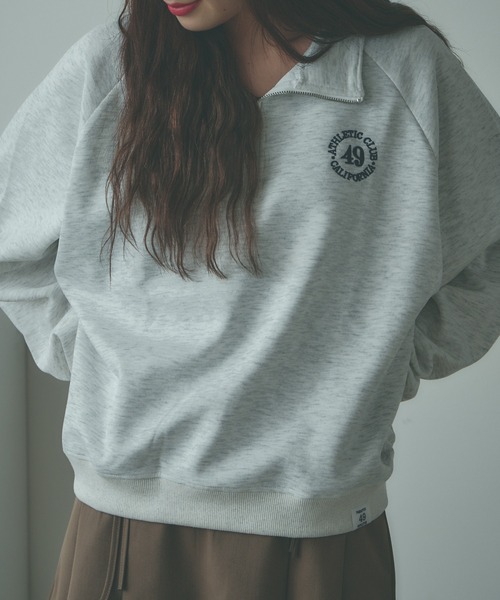 BLANK (ブランク)の「▲Embroidered Half Zip Sweatshirt / 刺繍ハーフジップスウェット(スウェット・レディース・ネイビー/アッシュグレー・FREE)」の11枚目の写真