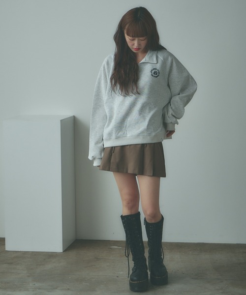BLANK (ブランク)の「▲Embroidered Half Zip Sweatshirt / 刺繍ハーフジップスウェット(スウェット・レディース・ネイビー/アッシュグレー・FREE)」の12枚目の写真