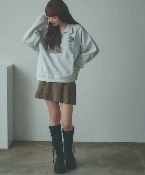 BLANK (ブランク)の「▲Embroidered Half Zip Sweatshirt / 刺繍ハーフジップスウェット(スウェット・レディース・ネイビー/アッシュグレー・FREE)」の13枚目の写真