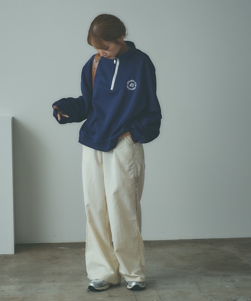 BLANK (ブランク)の「▲Embroidered Half Zip Sweatshirt / 刺繍ハーフジップスウェット(スウェット・レディース・ネイビー/アッシュグレー・FREE)」の18枚目の写真