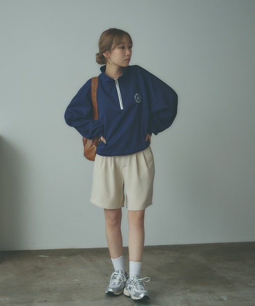 BLANK (ブランク)の「▲Embroidered Half Zip Sweatshirt / 刺繍ハーフジップスウェット(スウェット・レディース・ネイビー/アッシュグレー・FREE)」の20枚目の写真
