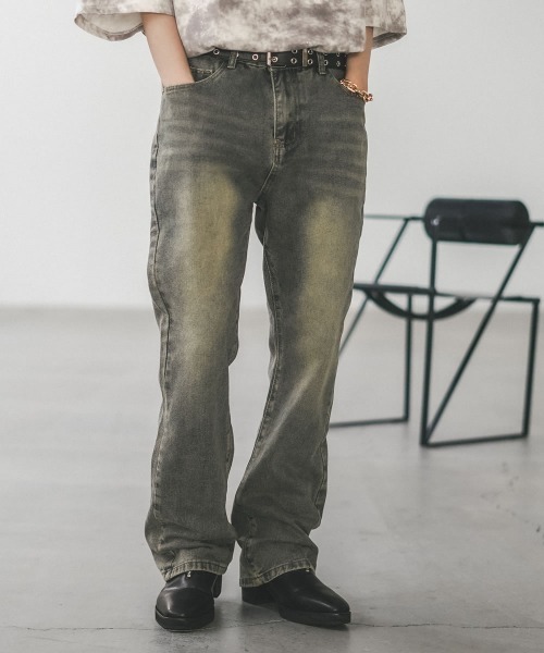 セール】ビンテージウォッシュフレアデニムパンツ（デニムパンツ