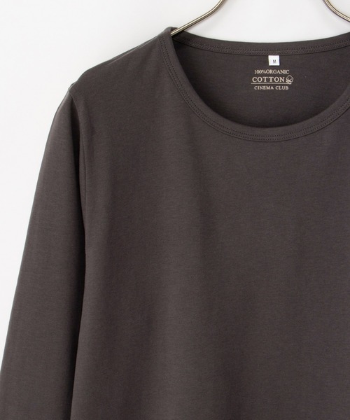 Honeys(ハニーズ)の「オーガニッククルーT(Tシャツ/カットソー・レディース・ネイビー/チャコール/ベージュ/オフホワイト/ブラック/ライトグレー・S/M/L/LL)」の4枚目の写真