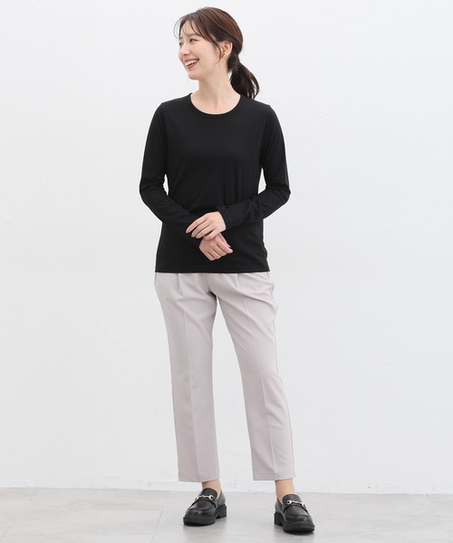 Honeys(ハニーズ)の「オーガニッククルーT(Tシャツ/カットソー・レディース・ネイビー/チャコール/ベージュ/オフホワイト/ブラック/ライトグレー・S/M/L/LL)」の11枚目の写真